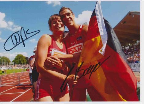 Carolin Nytra & Sebastian Bayer  Leichtathletik Autogramm 13x18 cm Foto original signiert 