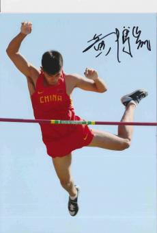 Huang Bokai  China  Leichtathletik Autogramm 13x18 cm Foto original signiert 