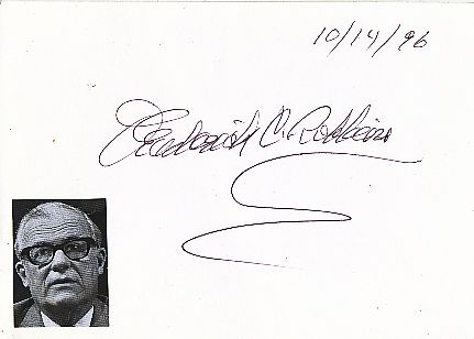 Frederick C. Robbins † 2003  Nobelpreis 1954  Medizin & Physiologie  Autogramm Karte original signiert 