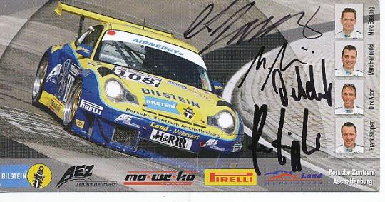 Frank Stippler,Dirk Adorf,Marc Hennerici,Marc Basseng   Porsche  Auto Motorsport  Autogrammkarte  original signiert 
