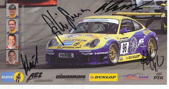 Frank Stippler,Timo Scheider,Patrick Simon,Marc Basseng   Porsche  Auto Motorsport  Autogrammkarte  original signiert 