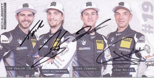 Tom Onslow Cole,Jens Klingmann,John Edwards,Jörg Müller   BMW Auto Motorsport  Autogrammkarte  original signiert 