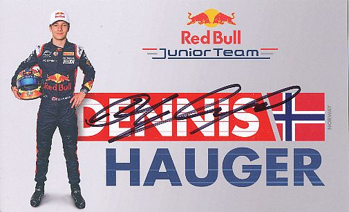 Dennis Hauger  Red Bull Junior Team Auto Motorsport  Autogrammkarte  original signiert 