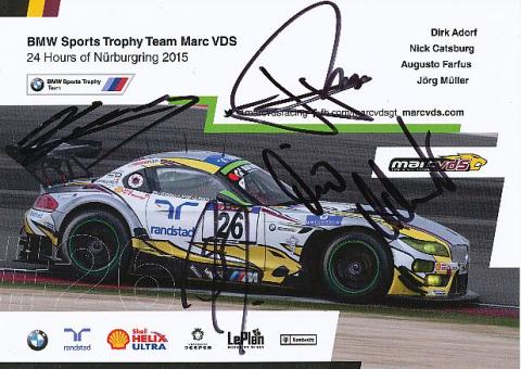 Dirk Adorf,Nick Catsburg,Augusto Farfus,Jörg Müller  BMW  Auto Motorsport  Autogrammkarte  original signiert 