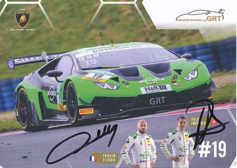 Franck Perera & Rolf Ineichen  Lamborghini  Auto Motorsport  Autogrammkarte  original signiert 