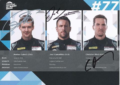 Joel Camathias,Christian Ried,Matteo Cairoli  Porsche  Auto Motorsport  Autogrammkarte  original signiert 