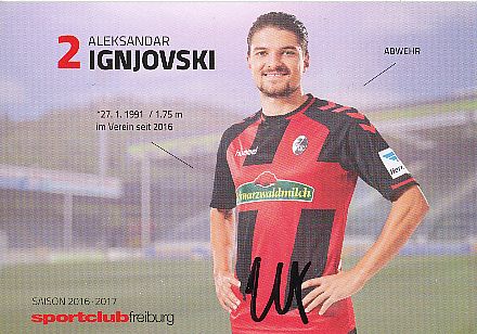 Aleksandar Ignovski SC Freiburg  2016/2017  Fußball Autogrammkarte  original signiert 