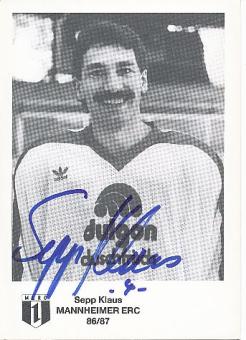 Sepp Klaus  1986/87  Mannheimer ERC   Eishockey Autogrammkarte  original signiert 