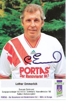 Lothar Emmerich † 2003   Portas  Fußball Autogrammkarte  original signiert 