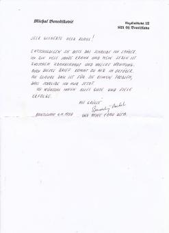 Michal Benedikovic † 2007  CSSR WM 1954   Fußball Autogramm Brief  original signiert 