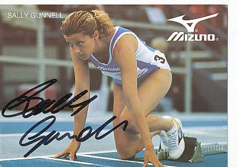Sally Gunnell   GB  Leichtathletik  Autogrammkarte  original signiert 