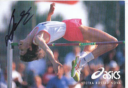 Stefka Kostadinova  Bulgarien   Leichtathletik  Autogrammkarte  original signiert 