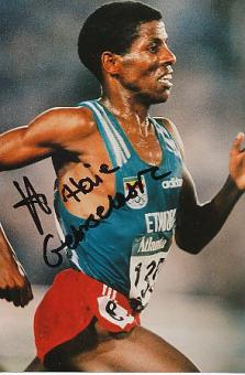 Haile Gebrselassie  Äthiopien  Leichtathletik  Autogramm Foto  original signiert 