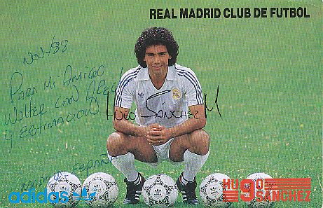 Hugo Sanchez   Real Madrid  Fußball Autogrammkarte original signiert 
