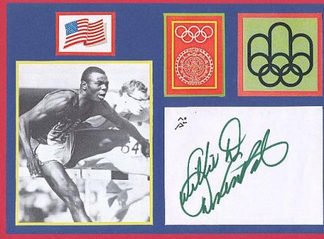 Willie Davenport † 2002 USA  Olympiasieger 1968  Leichtathletik  Autogramm Blatt original signiert 