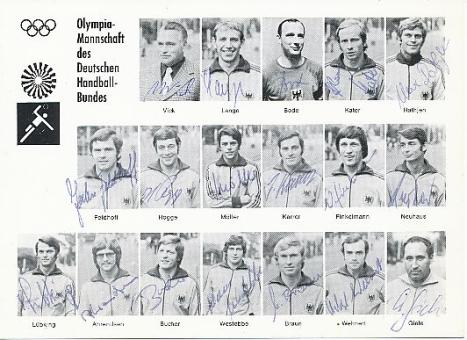 Deutschland Nationalteam Olympia 1972 komplett  Handball Autogrammkarte original signiert 