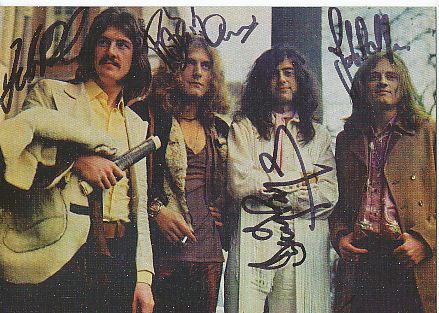 Led Zeppelin   Musik  Autogrammkarte Druck signiert 