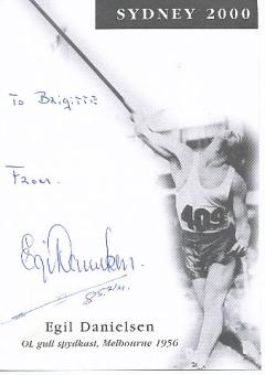 Egil Danielsen † 2019 Norwegen   Leichtathletik  Autogrammkarte  original signiert 