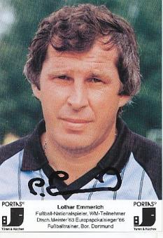 Lothar Emmerich † 2003  Portas Fußball Autogrammkarte original signiert 