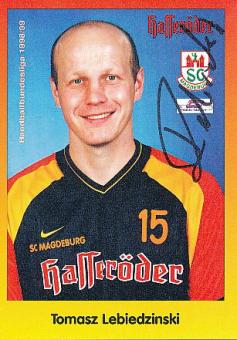 Tomasz Lebiedzinski    SC Magdeburg   Handball Autogrammkarte original signiert 