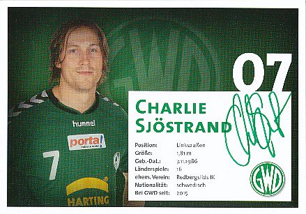 Charlie Sjöstrand  GWD Minden  Handball Autogrammkarte original signiert 