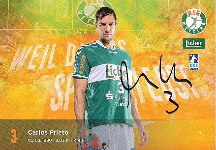 Carlos Prieto   HSG Wetzlar  Handball Autogrammkarte original signiert 