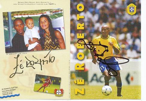 2  x  Ze Roberto   Brasilien  Weltmeister WM 2002  Fußball Autogrammkarte  original signiert 