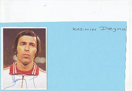 Kazimierz Deyna † 1989 Polen Gold Olympia 1972  Fußball Autogramm Sticker  original signiert 