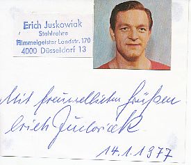 Erich Juskowiak † 1983  DFB  Fußball Blatt  original signiert 