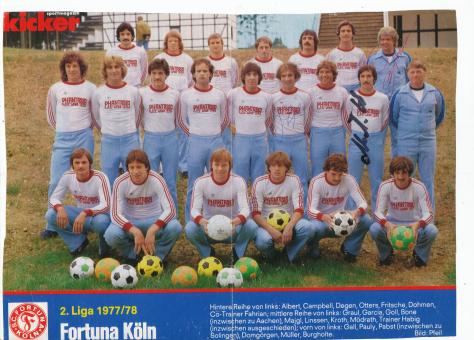 SC Fortuna Köln  1977/1978  Mannschaftsbild Fußball original signiert 