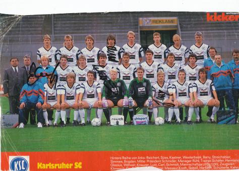 Karlsruher SC  1990/1991  Mannschaftsbild Fußball original signiert 