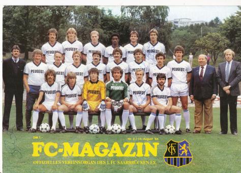 FC Saarbrücken 1984/1985   Mannschaftsbild Fußball original signiert 