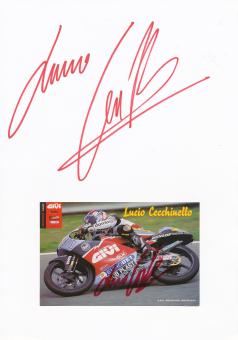 2 x  Lucio Cecchinello  Italien  Motorrad Autogramm Karte  original signiert 