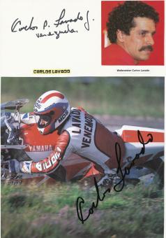 2 x  Carlos Lavado  Venezuela   Motorrad Autogramm Karte  original signiert 