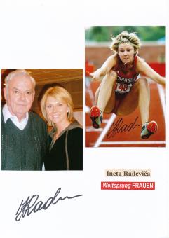 2  x  Ineta Radevica  Lettland  Leichtathletik  Autogramm Karte  original signiert 