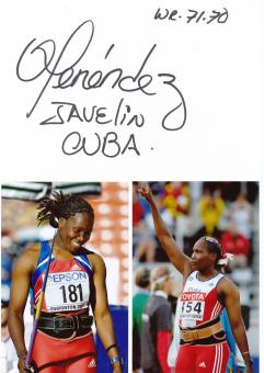 Osleidys Menendez  Kuba   Leichtathletik  Autogramm Karte  original signiert 