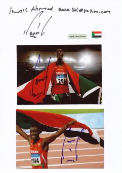 3  x  Ismail Ahmad Ismail  Sudan  Leichtathletik  Autogramm Karte  original signiert 