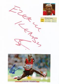 2  x  Ezekiel Kemboi  Kenia  Leichtathletik  Autogramm Karte  original signiert 