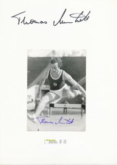 2  x  Thomas Munkelt  DDR    Leichtathletik  Autogramm Karte  original signiert 
