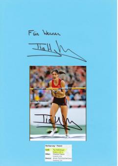 2  x  Tia Hellebaut  Belgien   Leichtathletik  Autogramm Karte  original signiert 