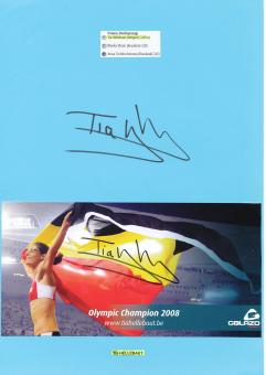 2  x  Tia Hellebaut  Belgien   Leichtathletik  Autogramm Karte  original signiert 