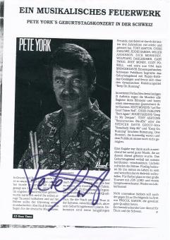Pete York   Schlagzeuger Legende  Musik  Autogramm 20 x 30 cm Blatt original signiert 