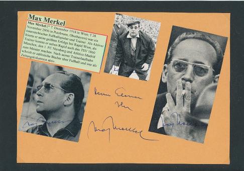 4  x  Max Merkel † 2006  Fußball Trainer  Autogramm Karte  original signiert 