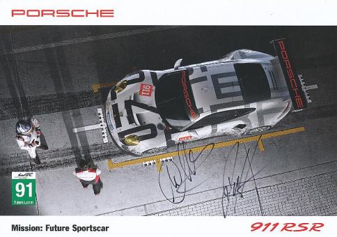 Richard Lietz & Michael Christensen  Porsche  Auto Motorsport  Autogrammkarte  original signiert 
