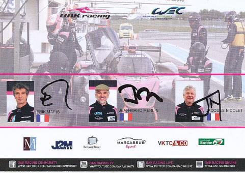 Jean Marc Merlin & Erik Maris & Jacques Nicolet   Nissan  Auto Motorsport  Autogrammkarte  original signiert 