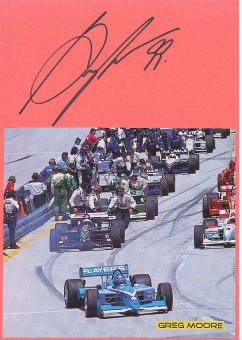 Greg Moore † 1999  Kanada  Auto Motorsport  Autogramm Karte  original signiert 