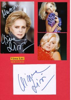 2  x  Virna Lisi † 2014  Film & TV Autogramm Foto + Blatt original signiert 