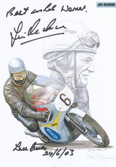Jim Redman GB  6 x Weltmeister  Motorrad Sport Autogramm Blatt  original signiert 