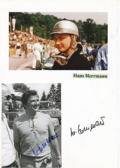 2  x  Hans Herrmann  Mercedes  Formel 1 Auto Motorsport  Autogramm Foto + Karte original signiert 