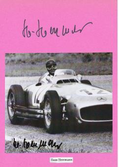 2  x  Hans Herrmann  Mercedes  Formel 1 Auto Motorsport  Autogramm Bild + Karte original signiert 
